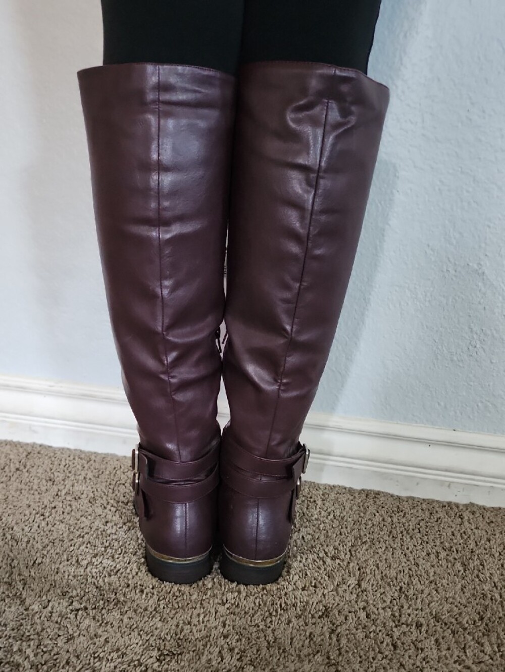 Shoe Dazzle Women's Tall Lace-Up Riding Boots in Burgundy - Picture 5 of 6